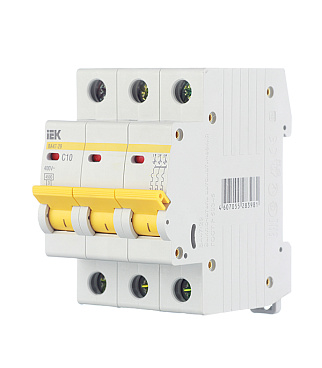 Автоматический выключатель модульный IEK Karat ВА 47-29 3P 10А тип C 4,5 кА 400 В (MVA20-3-010-C)