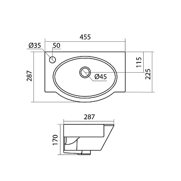Раковина-мини Santek Форум 45 см левая подвесная белая (1.WH11.0.542)