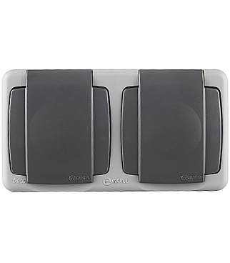 Розетка Makel накладная серая с крышкой (36064206)