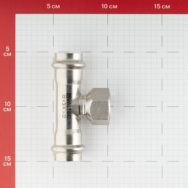 Тройник Valtec (VTi.932.I.220522) 22 мм х 3/4 ВР(г) х 22 мм нержавеющая сталь