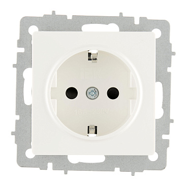 Розетка IEK Brite РС14-1-0-БрБ встраиваемая белая с заземлением со шторками (BR-R14-16-K01)