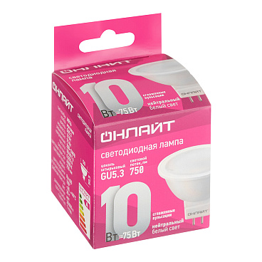 Лампа светодиодная Онлайт GU5.3 4000К 10 Вт 1000 Лм 220-240 В рефлектор MR16 матовая