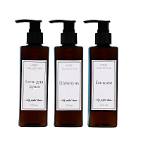 Набор дозаторов для шампуня/геля/бальзама See You Home пластик белый/коричневый (3 шт.)