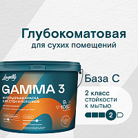 Краска интерьерная Lavelly Gamma 3 база C бесцветная 9 л