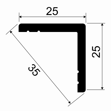 Уголок из экополимера ударопрочный 25х25х2000 мм Cosca AX001