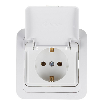 Розетка Makel Mimoza встраиваемая белая с крышкой (12009)