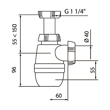 Сифон для раковины Wirquin Pro 1 1/4х40 мм без выпуска (30718036)