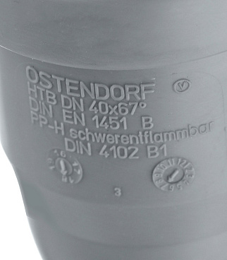 Отвод Ostendorf НТВ d40 мм 67° пластиковый для внутренней канализации (111130)