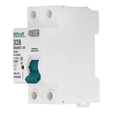 УЗО Dekraft УЗО-03 32А 1P+N тип AC 30 мА 6 кА компактное (14208DEK)