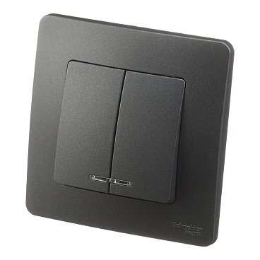 Выключатель Systeme Electric Blanca двухклавишный встраиваемый антрацит с подсветкой (BLNVS010516)