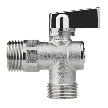 Кран шаровой латунный MasterProf Compact 1/2 НР(ш) х 1/2 НР(ш) к бытовой технике хром мини с отражателем угловой ГОСТ Р 59553-2021 (ИС.081208)