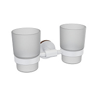 Стакан для ванной Fora Lord с держателем двойной стекло прозрачный/ металл белый (FOR-LORD039WT)