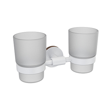 Стакан для ванной Fora Lord с держателем двойной стекло прозрачный/ металл белый (FOR-LORD039WT)