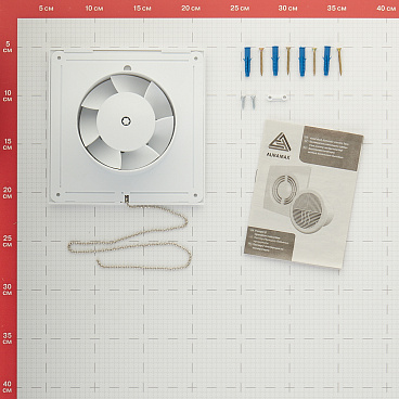 Вентилятор осевой Auramax A с тяговым выключателем 160х160 мм d100 мм белый