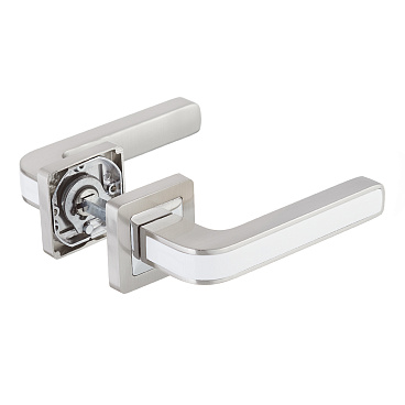 Ручка дверная Punto Nova квадратная розетка матовый никель/белый