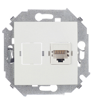 Розетка компьютерная Simon 15 встраиваемая белая RJ45 (1591598-030)