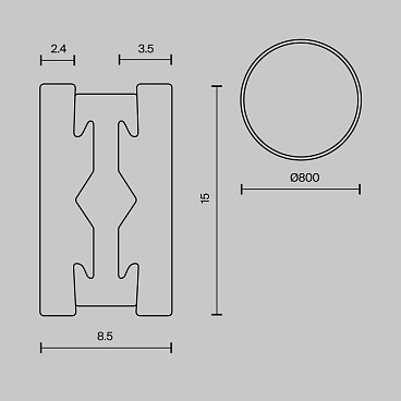 Шинопровод накладной/подвесной Technical TRX154-R-D800-PT