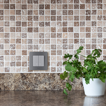 Выключатель Legrand Inspiria двухклавишный встраиваемый алюминий с подсветкой (673632)