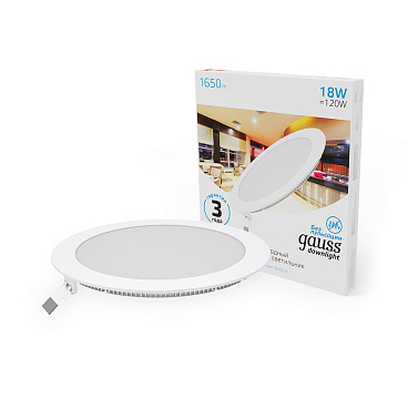 Светильник встраиваемый светодиодный белый 18 Вт 6500К IP20 Gauss Slim ДВО (939111318)