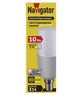 Лампа светодиодная Navigator E14  4000К 10 Вт 176-264 В трубка матовая
