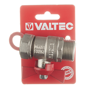 Кран шаровой латунный Valtec 3/4 ВР(г) х 3/4 НР(ш) проходной бабочка с накидной гайкой прямой (VT.260.N.0505)