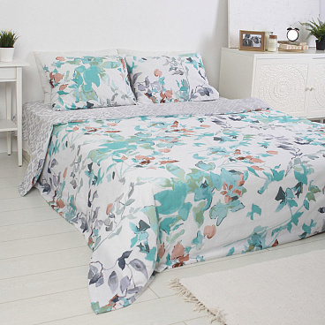 Комплект постельного белья 2-спальный бязь Melissa Ista мятно-серый с простыней 180х215 см