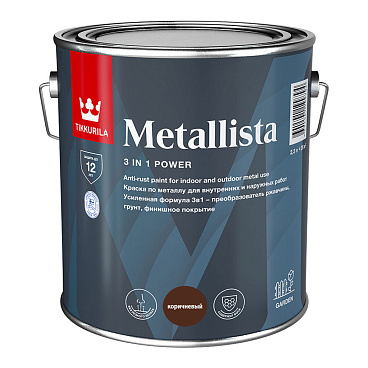 Краска по ржавчине Tikkurila/Tikkivala Metallista темно-коричневая гладкая глянцевая 2,3 л