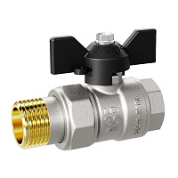 Кран шаровой латунный LD Pride 1/2 ВР(г) х 1/2 НР(ш) бабочка со сгоном прямой (47.15.В-ГШ.Б)