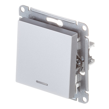 Переключатель Systeme Electric AtlasDesign одноклавишный встраиваемый алюминий с подсветкой (ATN000363)