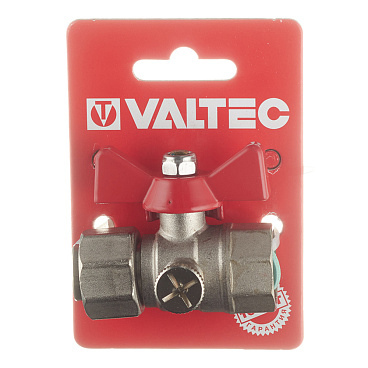 Кран шаровой латунный Valtec 1/2 ВР(г) х 1/2 ВР(г) для подключения манометра проходной бабочка прямой (VT.807.N.0404)