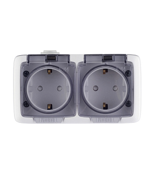 Розетка Hegel Alfa накладная белая со шторками с крышкой (РА16-252)