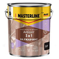 Грунт-эмаль по ржавчине 3в1 Masterline Anticorr черная RAL 9005 глянцевая 5 л