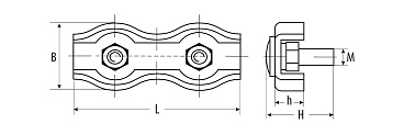 Зажим троса двойной, 8мм, 2 шт, оцинкованный, ЗУБР