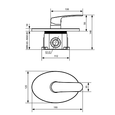 Смеситель для душа встраиваемый Lavelly Vector однорычажный с  механизмом в комплекте хром (672246)
