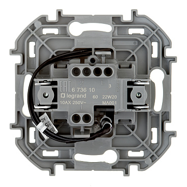 Выключатель Legrand Inspiria одноклавишный встраиваемый белый с подсветкой (673610)