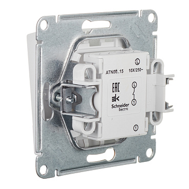 Выключатель Systeme Electric AtlasDesign одноклавишный встраиваемый белый с самовозвратом (ATN000115)