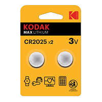 Батарейка Kodak Мax Lithium таблетка CR2025 3 В (2 шт.) (Б0037003)