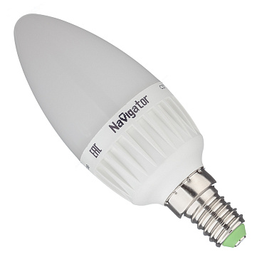 Лампа светодиодная Navigator E14  2700К 7 Вт 176-264 В свеча матовая диммируемая