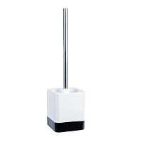 Ершик для унитаза Fixsen Text напольный керамика белый/черный (FX-230-5)