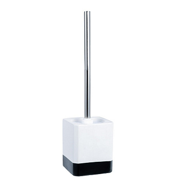 Ершик для унитаза Fixsen Text напольный керамика белый/черный (FX-230-5)