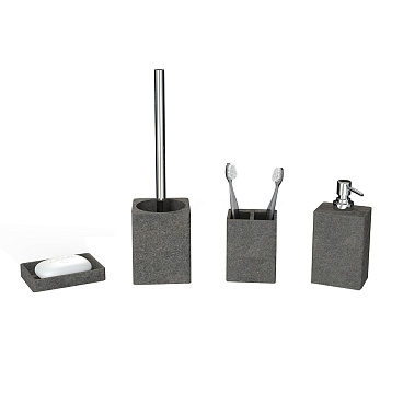 Дозатор для мыла Fora Stone Black настольный полирезин черный (For-STN021BL)