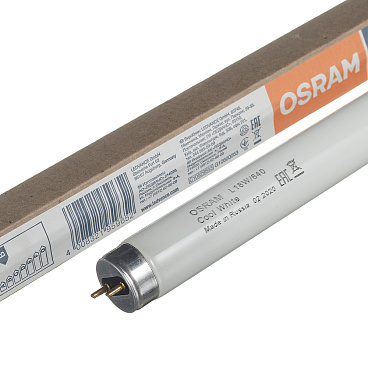Лампа люминесцентная Osram G13 T8 18 Вт 4000К нейтральный свет трубка 590 мм (55650/9652/959652)