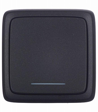 Выключатель Hegel Alfa одноклавишный накладной черный с подсветкой (ВА10-114-08)