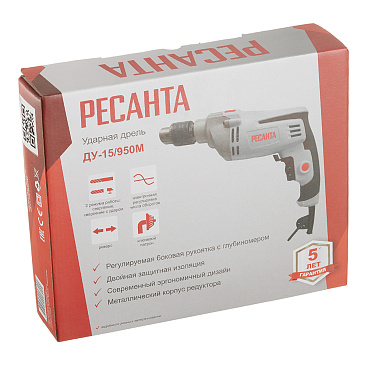 Дрель сетевая ударная Ресанта ДУ-15/950М 950 Вт ключевой патрон (75/8/4)