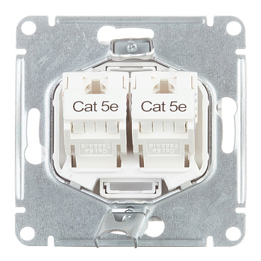 Розетка компьютерная Systeme Electric AtlasDesign встраиваемая белая 2хRJ45 (ATN000185)