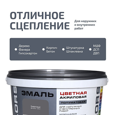 Эмаль универсальная акриловая Радуга Colors графитовая полуматовая 1,9 л