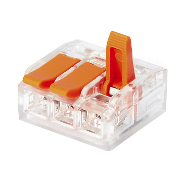 Клемма на 3 провода Electrovolt 221-413 0,2-4 кв.мм с рычажками без пасты (6 шт.) (ЦБ-00015530/604903)