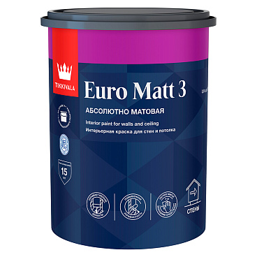 Краска интерьерная Tikkurila/Tikkivala Euro Matt 3 база С бесцветная 0,9 л