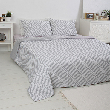 Комплект постельного белья Евро бязь Melissa Main серый с простыней 200х215 см