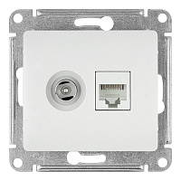 Розетка телевизионная/ компьютерная Systeme Electric Glossa встраиваемая белая TV/ RJ45 (GSL000189)